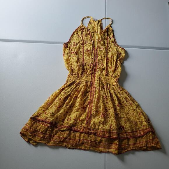 Poupette St Barth Dress Womens Extra Small Yellow Floral Boho Sundress Cotton XS - Picture 1 of 10